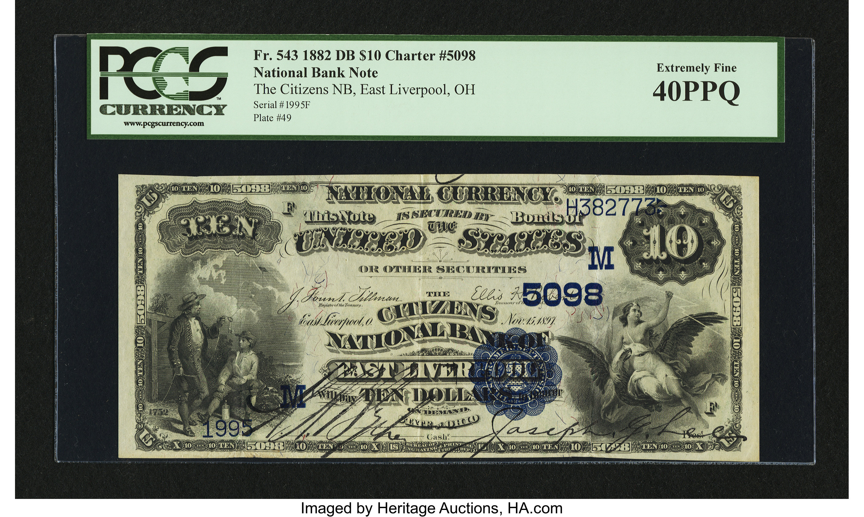 image for: East Liverpool, OH - $10 1882 Date Back Fr. 543 The Citizens NB Ch. # (M)5098...