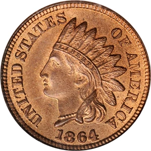 image for: 1864 Pattern Indian Cent. Judd-356a, Pollock-427. Rarity-6-. MS-65 RB (PCGS).