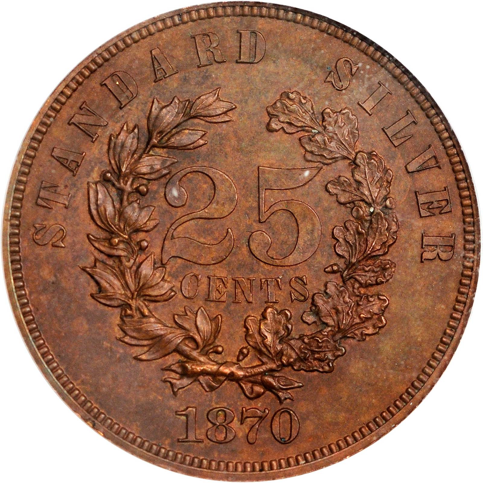 image for: 1870 Pattern Quarter. Judd-908, Pollock-996. Rarity-7-. Proof-65 BN (PCGS). CAC.