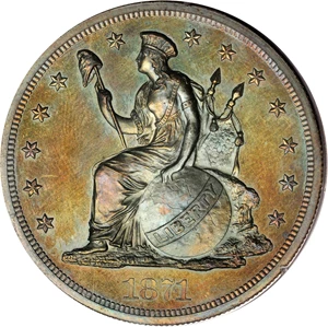image for: 1871 Pattern Dollar. Judd-1147, Pollock-1289. Rarity-6+. Proof-64 BN (PCGS). OGH--First Generation.