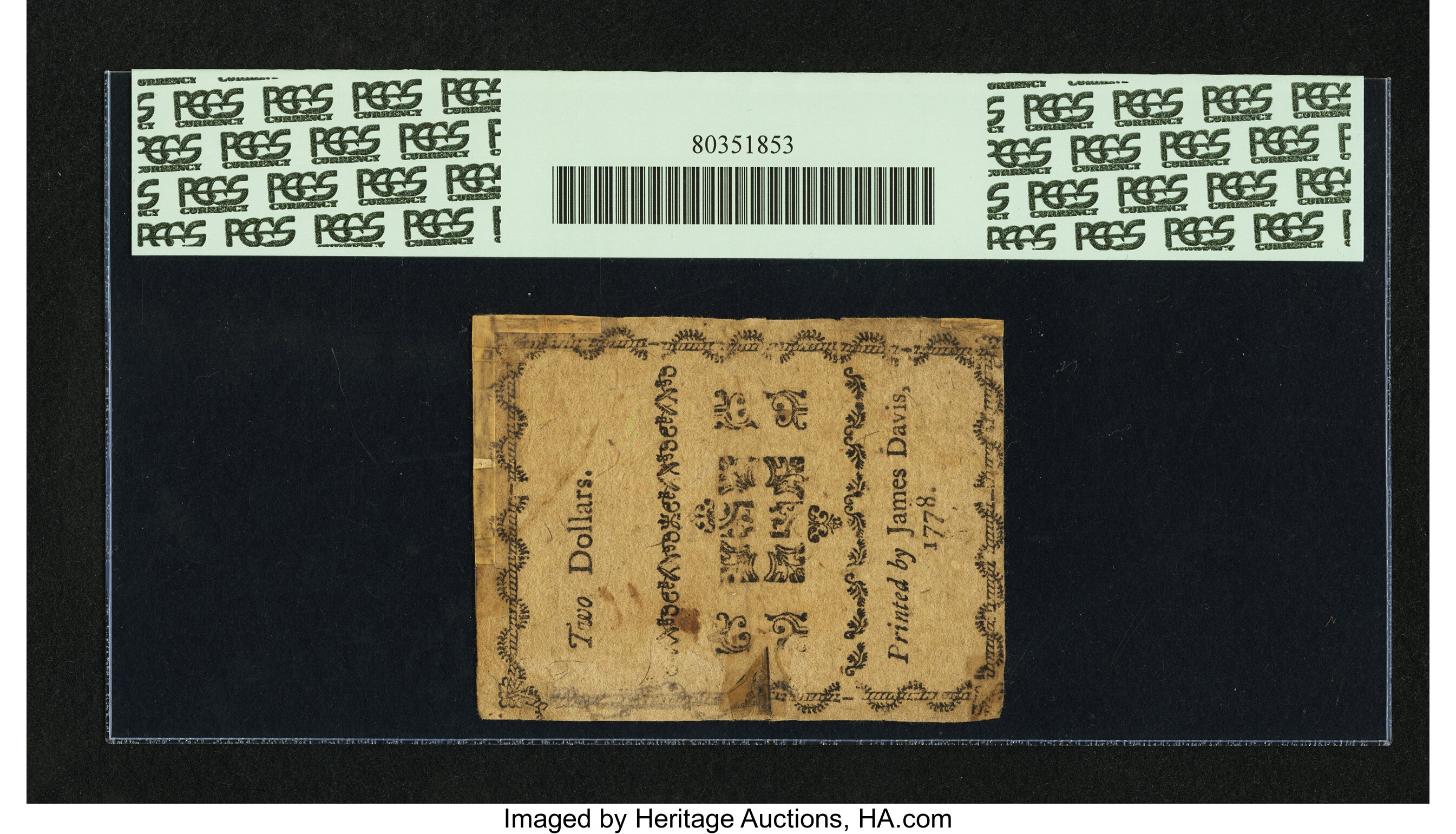 image for: North Carolina August 8, 1778 $2 PCGS Apparent Very Fine 20....