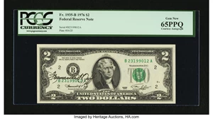 image for: Courtesy Autographed Fr. 1935-B $2 1976 Federal Reserve Note. PCGS Gem New 65PPQ....