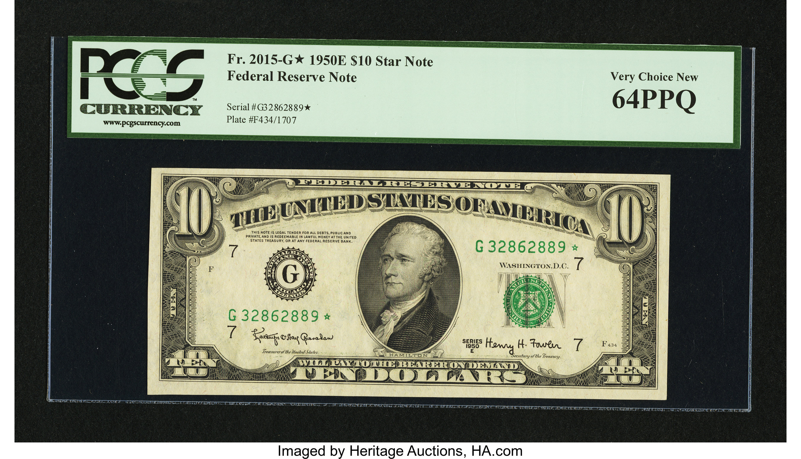 image for: Fr. 2015-G* $10 1950E Federal Reserve Note. PCGS Very Choice New 64PPQ....