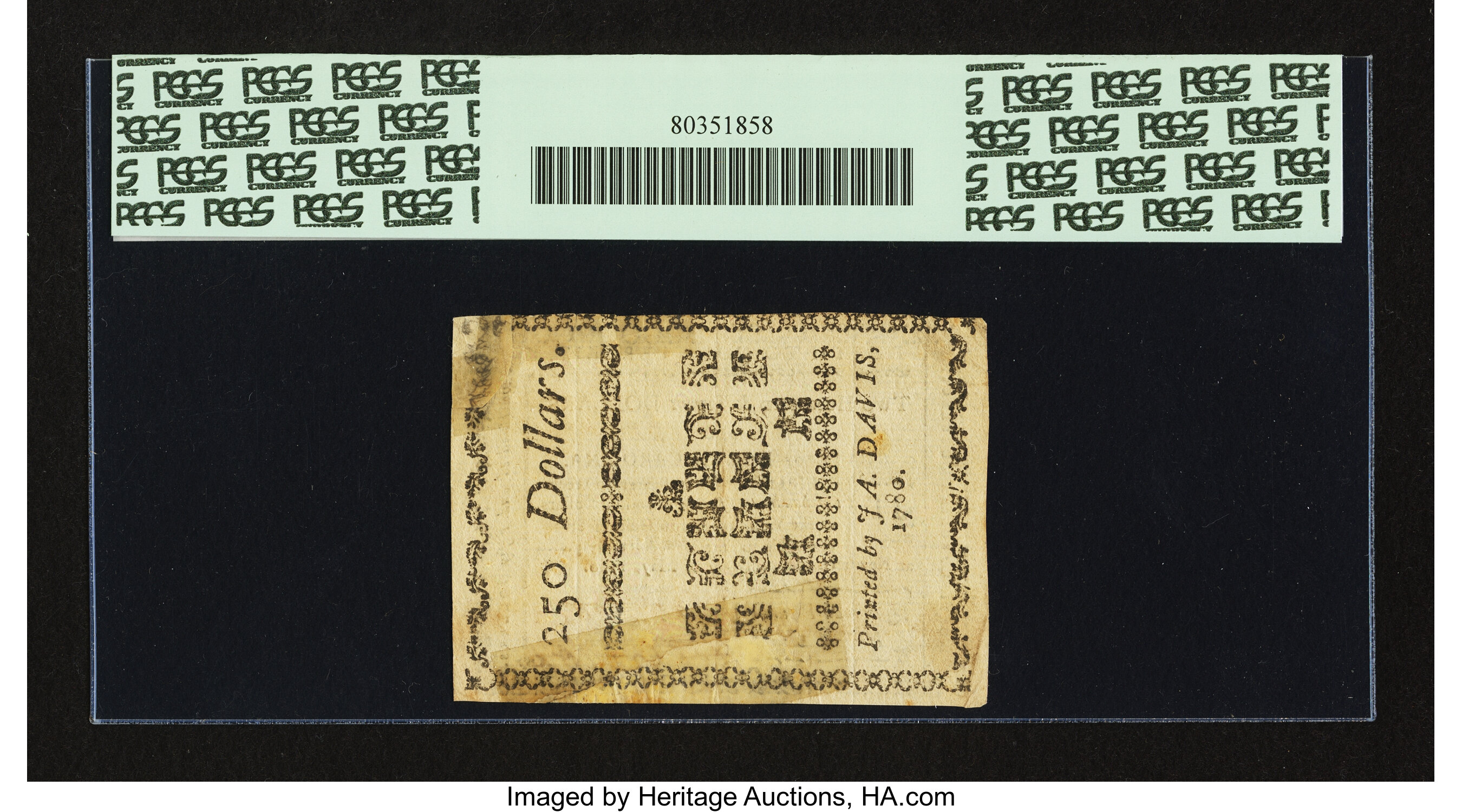 image for: North Carolina May 10, 1780 $250 PCGS Apparent Extremely Fine 45....