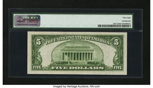 image for: Fr. 1957-G* $5 1934A Federal Reserve Star Note. PMG Choice About Unc 58....