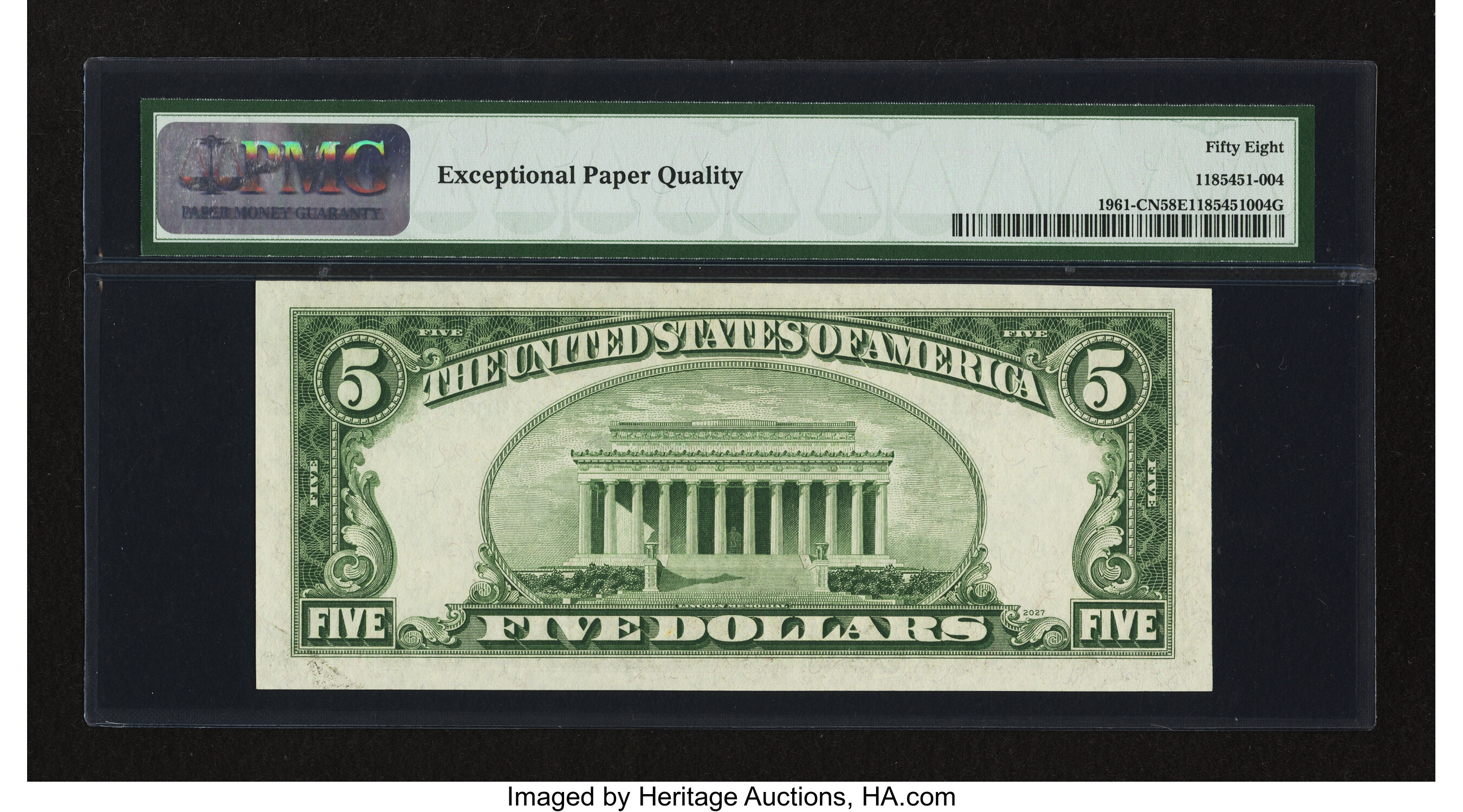 image for: Fr. 1961-C $5 1950 Narrow Federal Reserve Note. PMG Choice About Unc 58 EPQ....