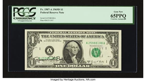 image for: Courtesy Autographed Fr. 1907-A $1 1969D Federal Reserve Note. PCGS Gem New 65PPQ....