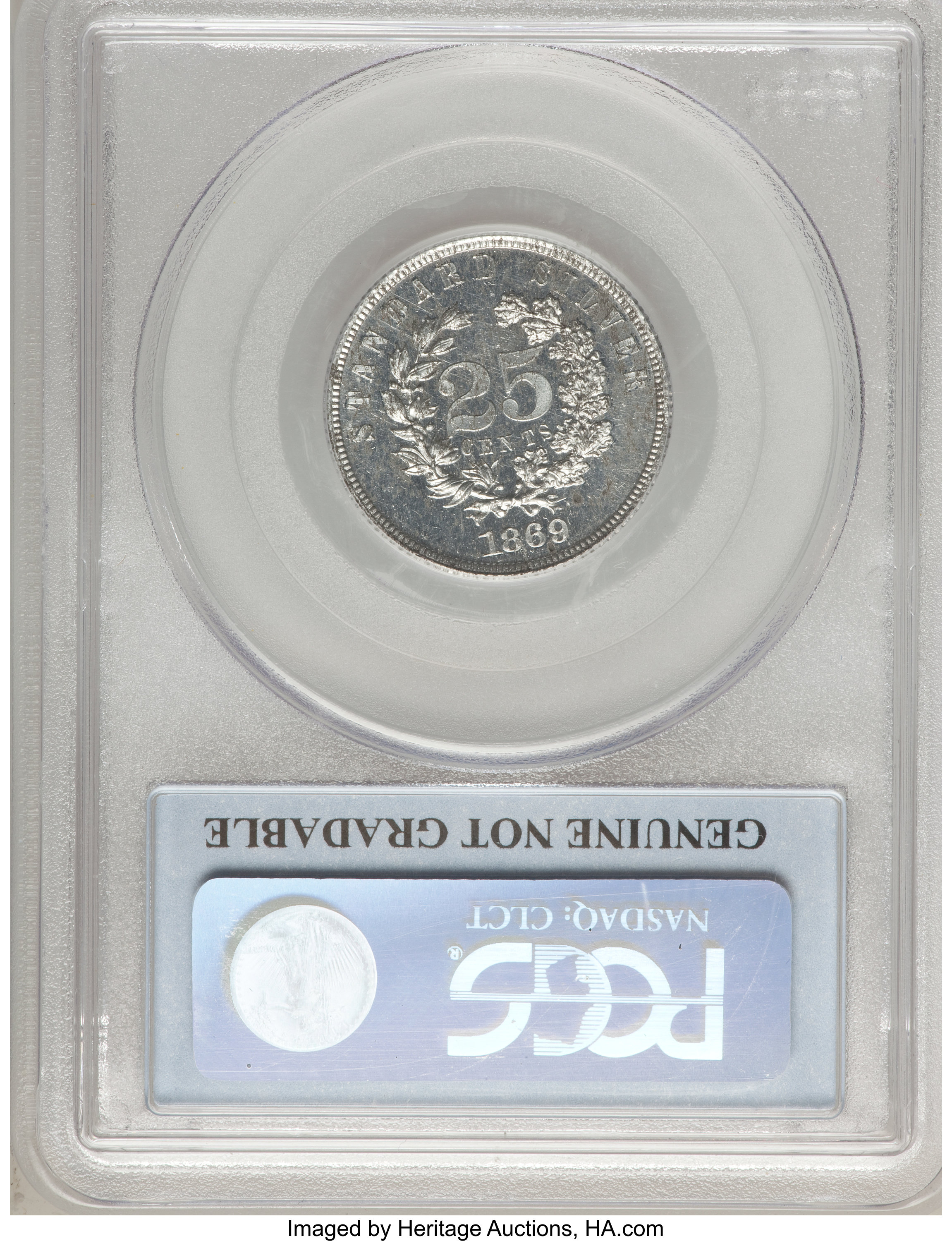 image for: 1869 25C Standard Silver Quarter Dollar, Judd-725, Pollock-806, High R.7, Genuine PCGS. Proof....