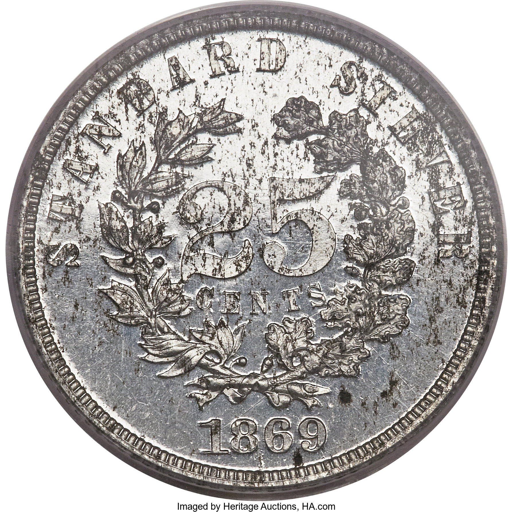 image for: 1869 25C Standard Silver Quarter Dollar, Judd-725, Pollock-806, High R.7, Genuine PCGS. Proof....