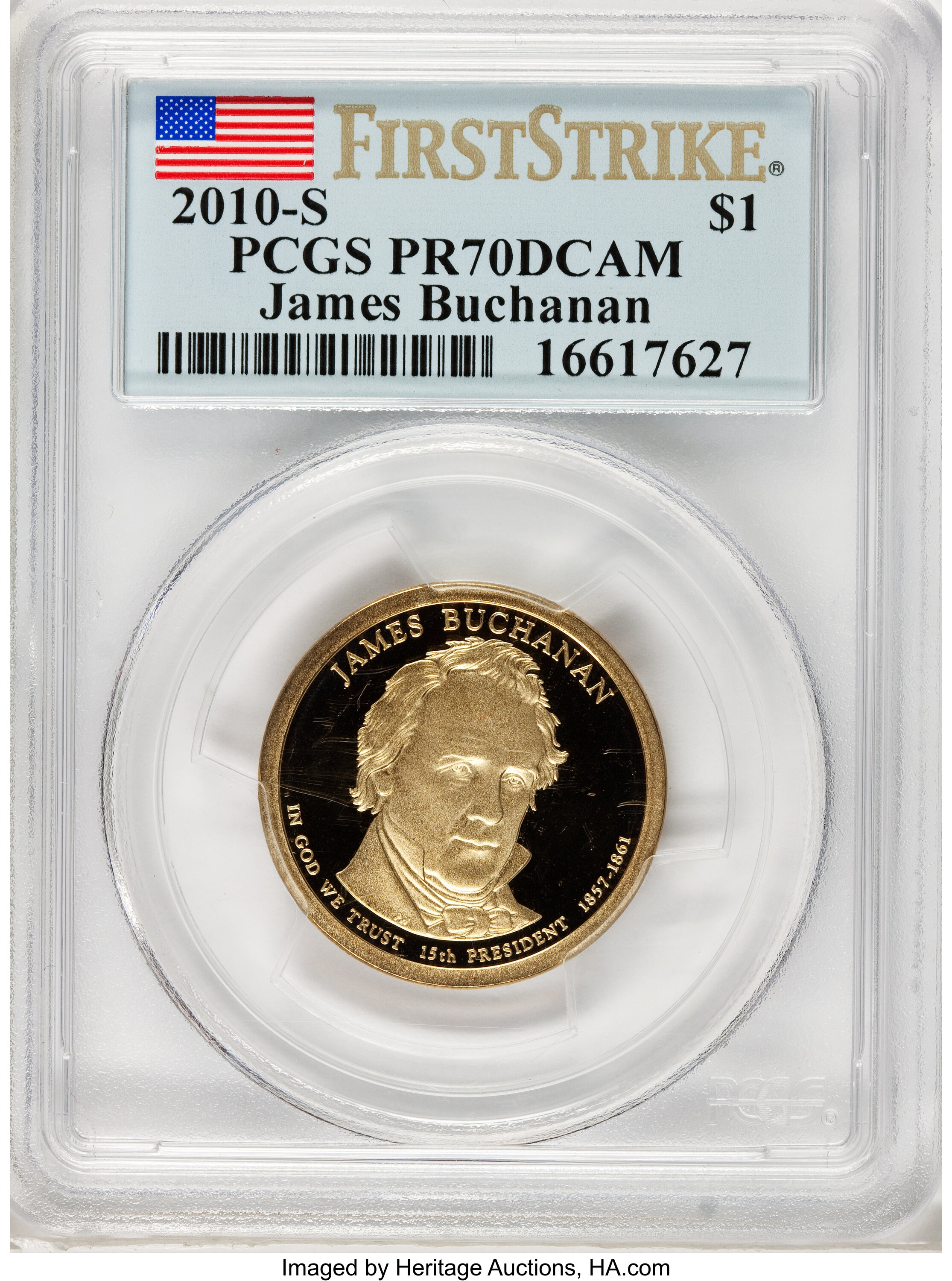 image for: 2010-S $1 Presidential Dollars Millard Fillmore PR70 Deep Cameo PCGS; 1910-S Franklin Pierce PR70 Deep Cameo PCGS; and a ... (Total: 3 coins)