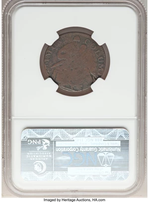 image for: 1785 Vermont Copper, Immune Columbia, RR-1, Bressett 26-Z, W-2250, Low R.6, Good 6 NGC....