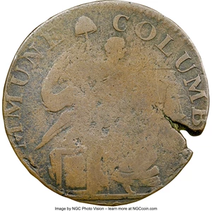 image for: 1785 Vermont Copper, Immune Columbia, RR-1, Bressett 26-Z, W-2250, Low R.6, Good 6 NGC....