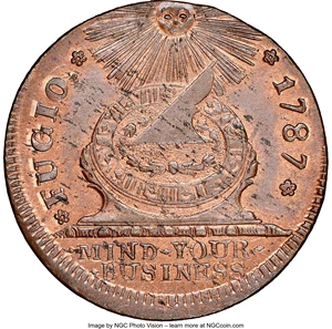 image for: 1787 Fugio Cent, UNITED Above, 4 Cinquefoils, MS64 Red and Brown NGC. N. 11-A, W-6780, R.6. ...