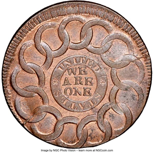 image for: 1787 Fugio Cent, UNITED Above, 4 Cinquefoils, MS64 Red and Brown NGC. N. 11-A, W-6780, R.6. ...