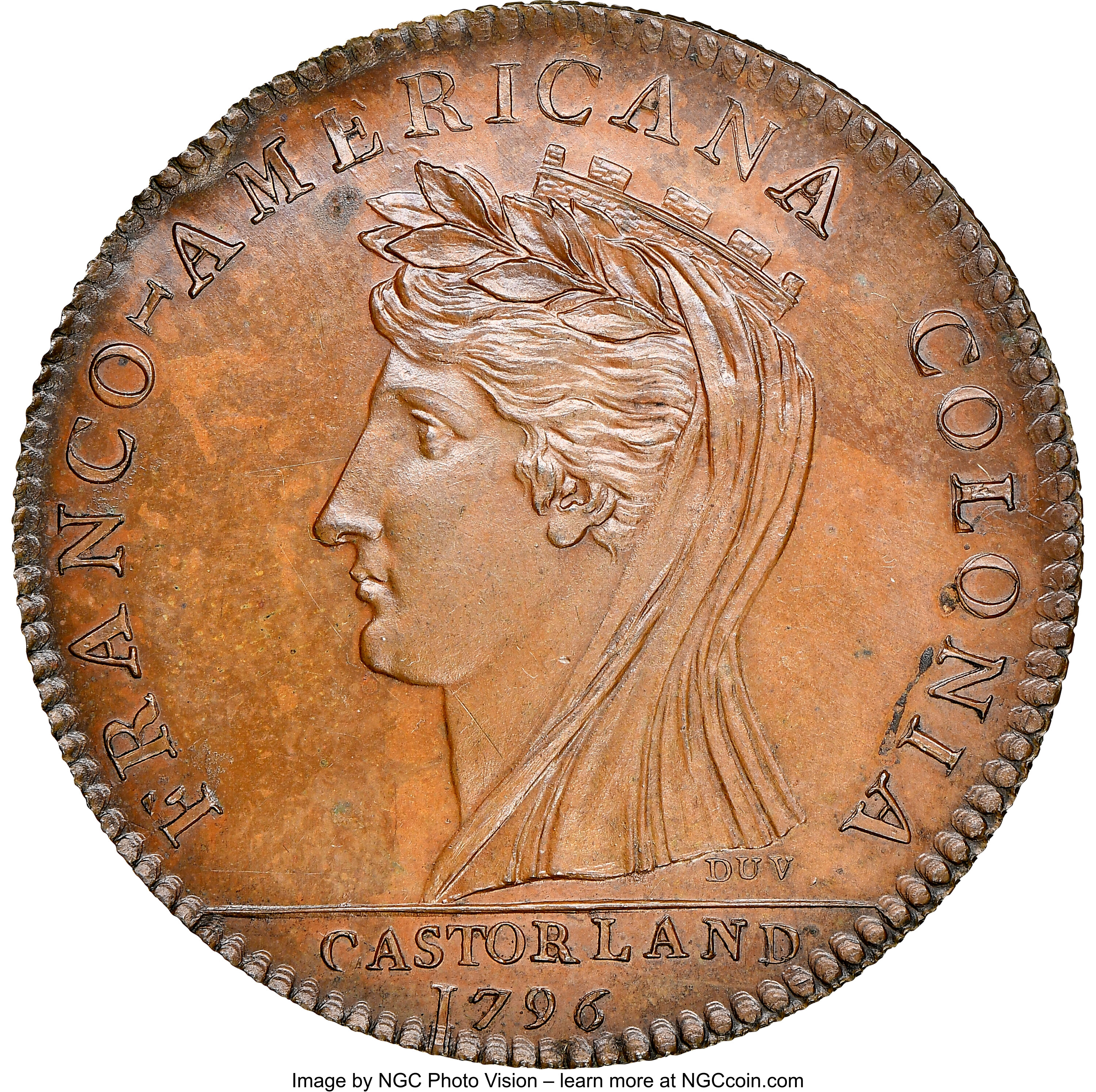 image for: 1796 Castorland Medal, Copper, Restrike from the Original Dies MS64 Brown NGC.  W-9115, R.8. ...