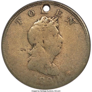 image for: 1820 North West Token, Brass, Holed, Engrailed Edge, Good 6 PCGS. Breen-1083, W-9250, R.4....