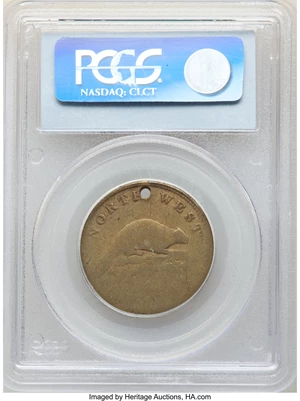 image for: 1820 North West Token, Brass, Holed, Engrailed Edge, Good 6 PCGS. Breen-1083, W-9250, R.4....
