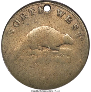 image for: 1820 North West Token, Brass, Holed, Engrailed Edge, Good 6 PCGS. Breen-1083, W-9250, R.4....