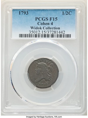 image for: 1793 1/2 C C-4, B-4, Low R.3, Fine 15 PCGS....