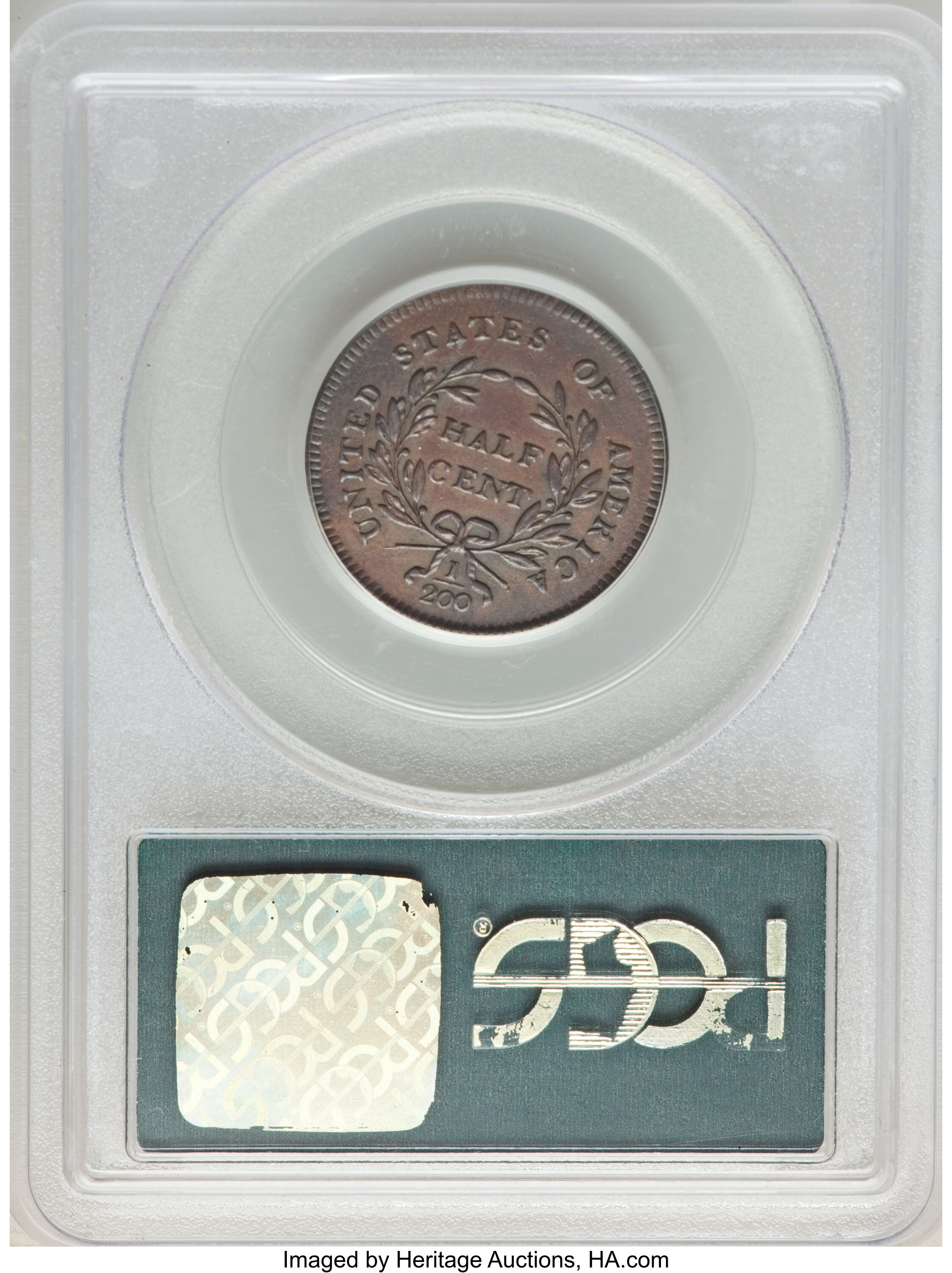 1795 1/2c No Pole, Plain Edge, C-6a MS BN AU53 BN thumbnail 2