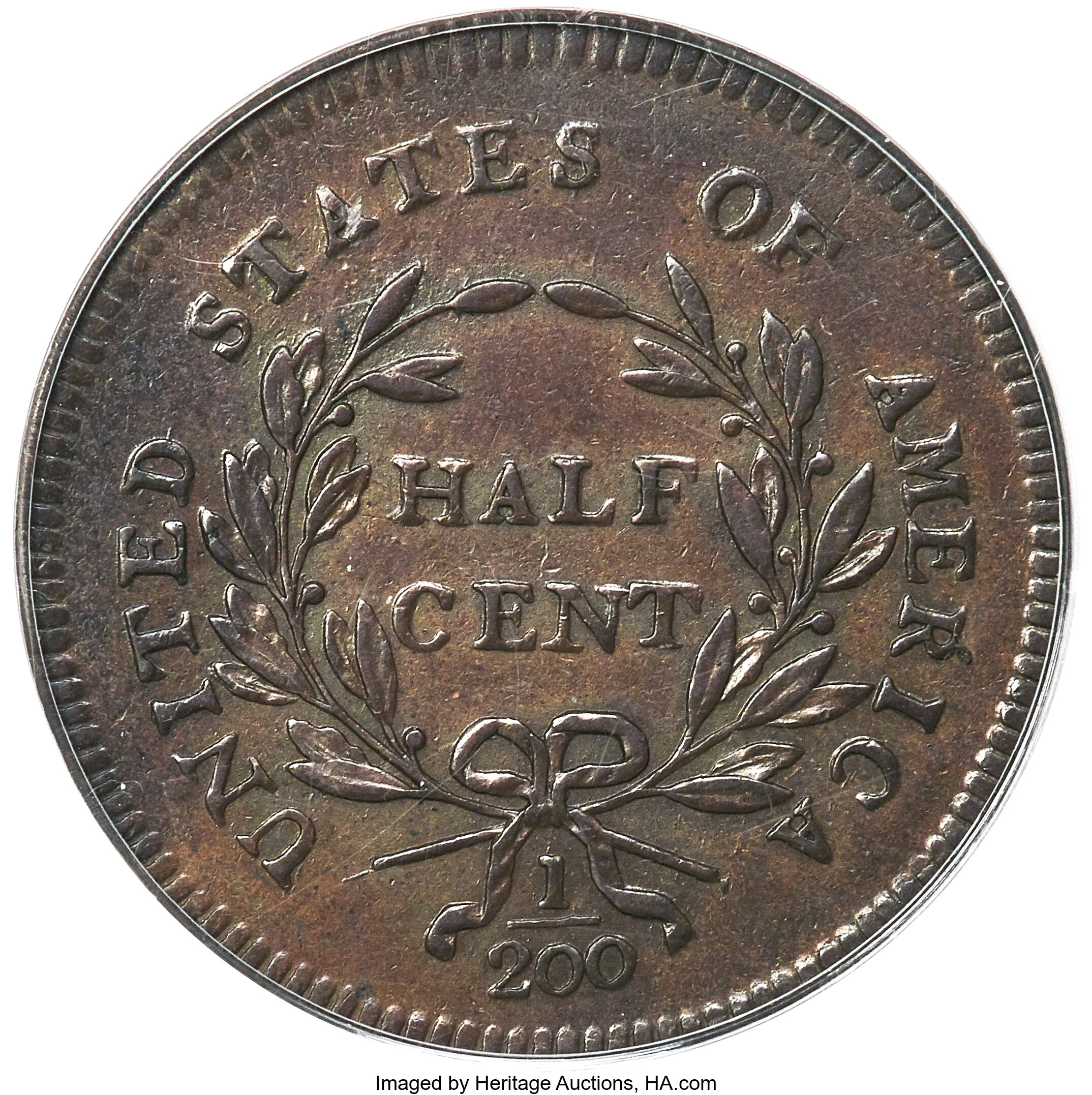 1795 1/2c No Pole, Plain Edge, C-6a MS BN AU53 BN thumbnail 3