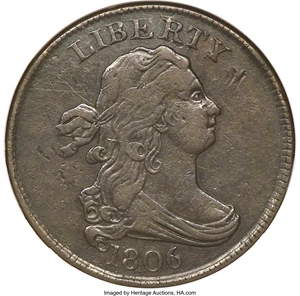image for: 1806 1/2 C Small 6, Stems, C-2, B-1, R.4, XF40 NGC....