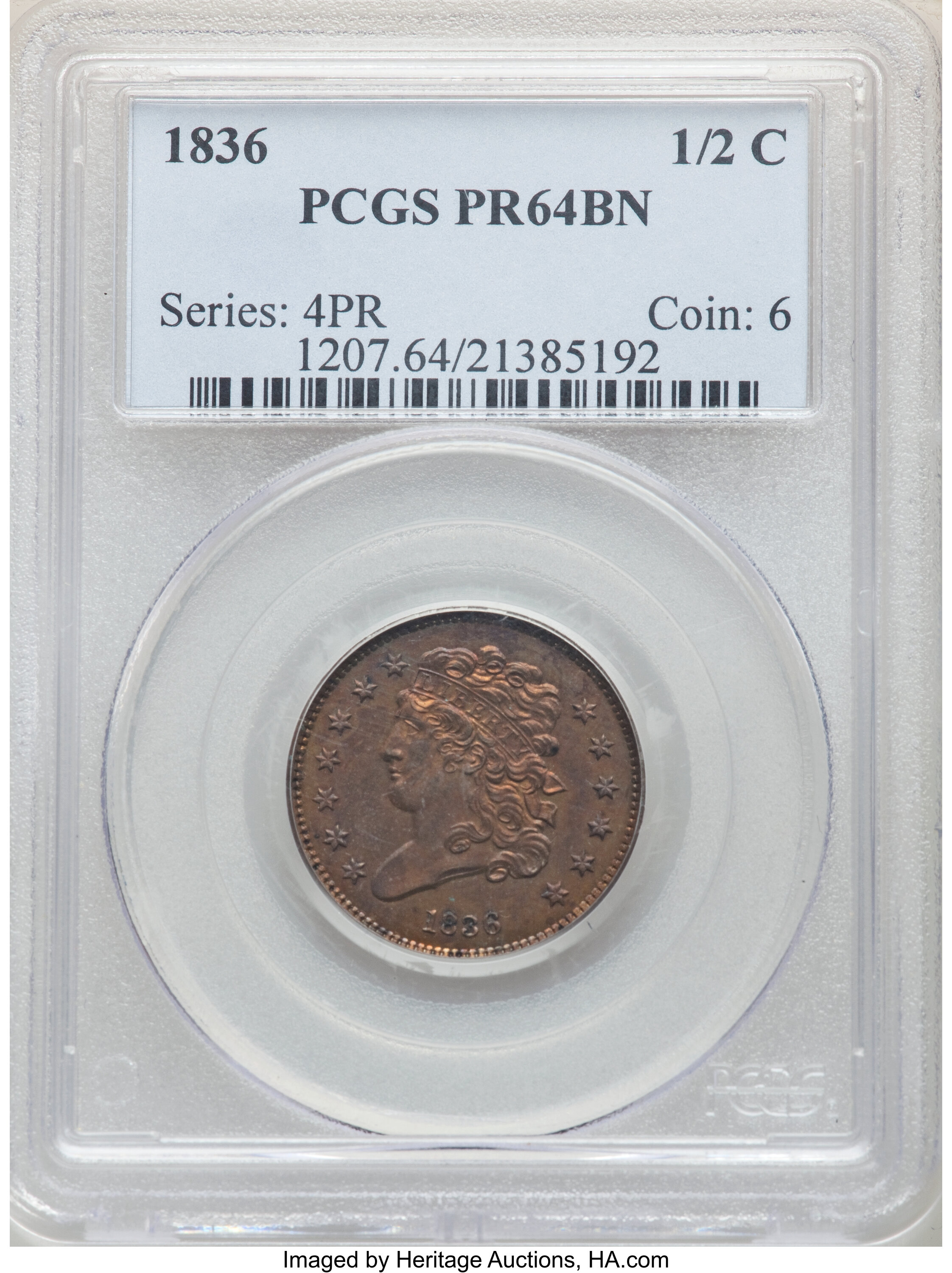 1836 1/2c Original PR BN PR64 BN thumbnail 4