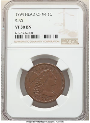 image for: 1794 1C Head of 1794, S-60, B-52, R.3, VF30 NGC....