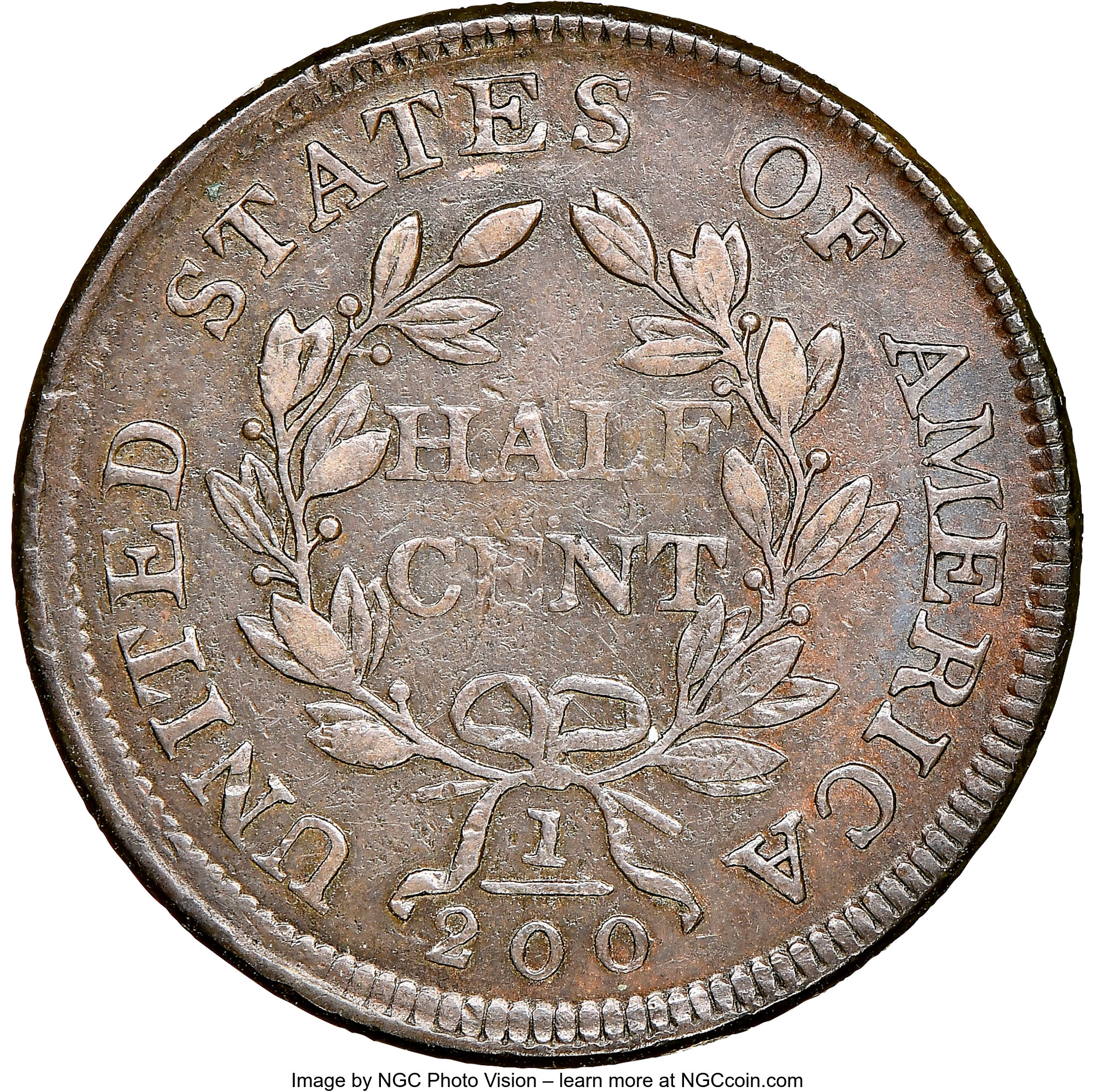 1804 1/2c Plain 4, Stems MS BN AU53 BN CAC thumbnail 3