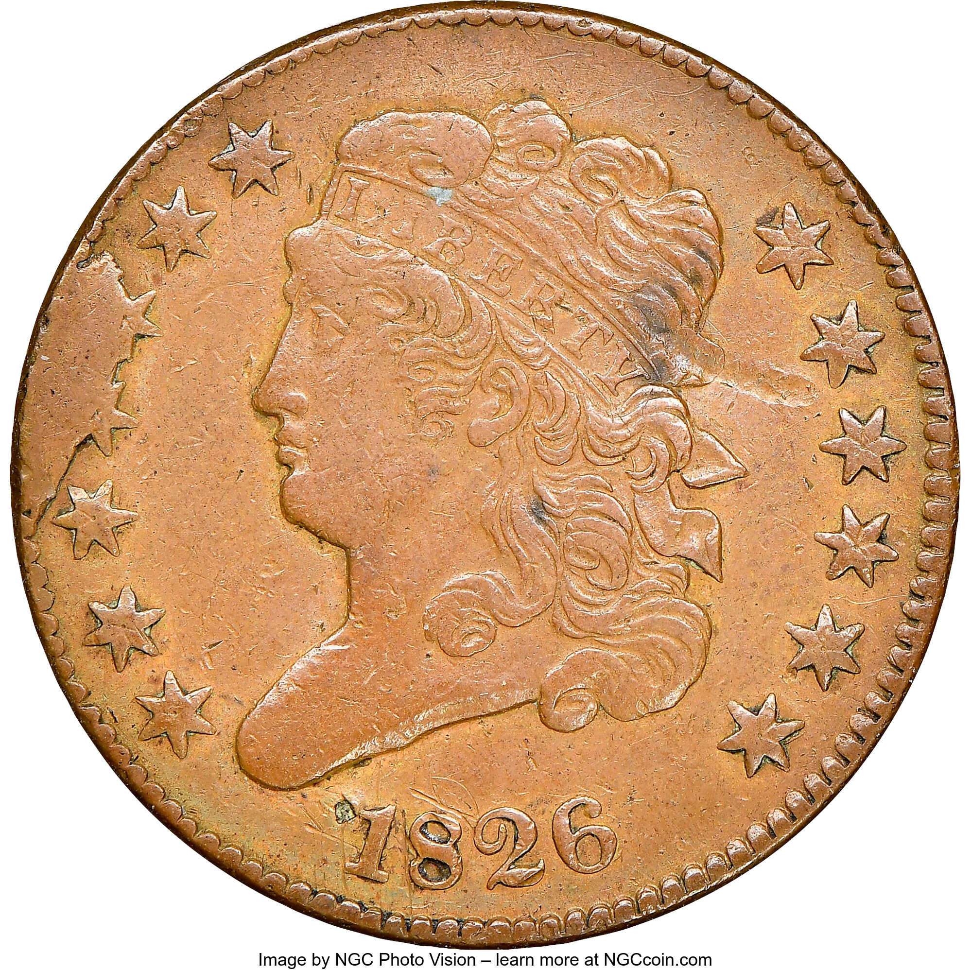 image for: 1826 C-2, B-2, High R.3 -- Damaged -- NGC Details. AU. Our EAC grade VF20. ...