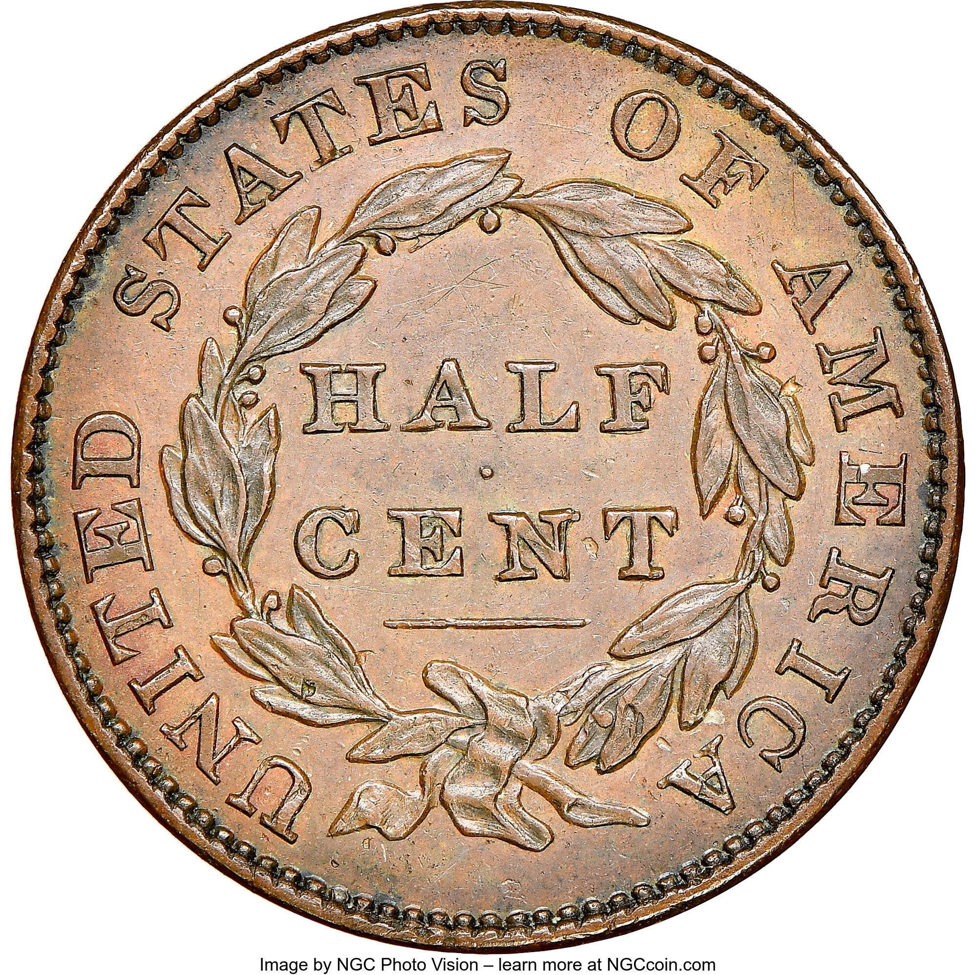 Classic Head Half Cent 1/2c 1831-1836 PR BN [Type] AU58 BN thumbnail 7