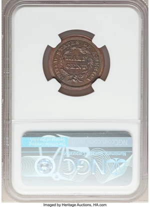 image for: 1844 Second Restrike, B-3, R.6, PR65 Brown NGC. Our EAC grade PR62. ...