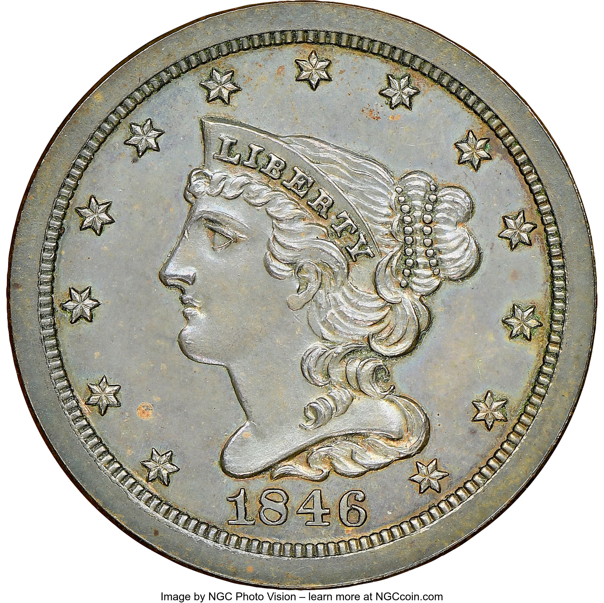 image for: 1846 Original, B-1, R.6, PR63 Brown NGC. Our EAC grade PR60. ...