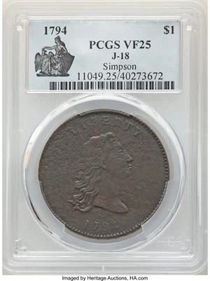 image for: 1794 DT$1 Dollar, Judd-18, Pollock-27, Unique, VF25 PCGS....