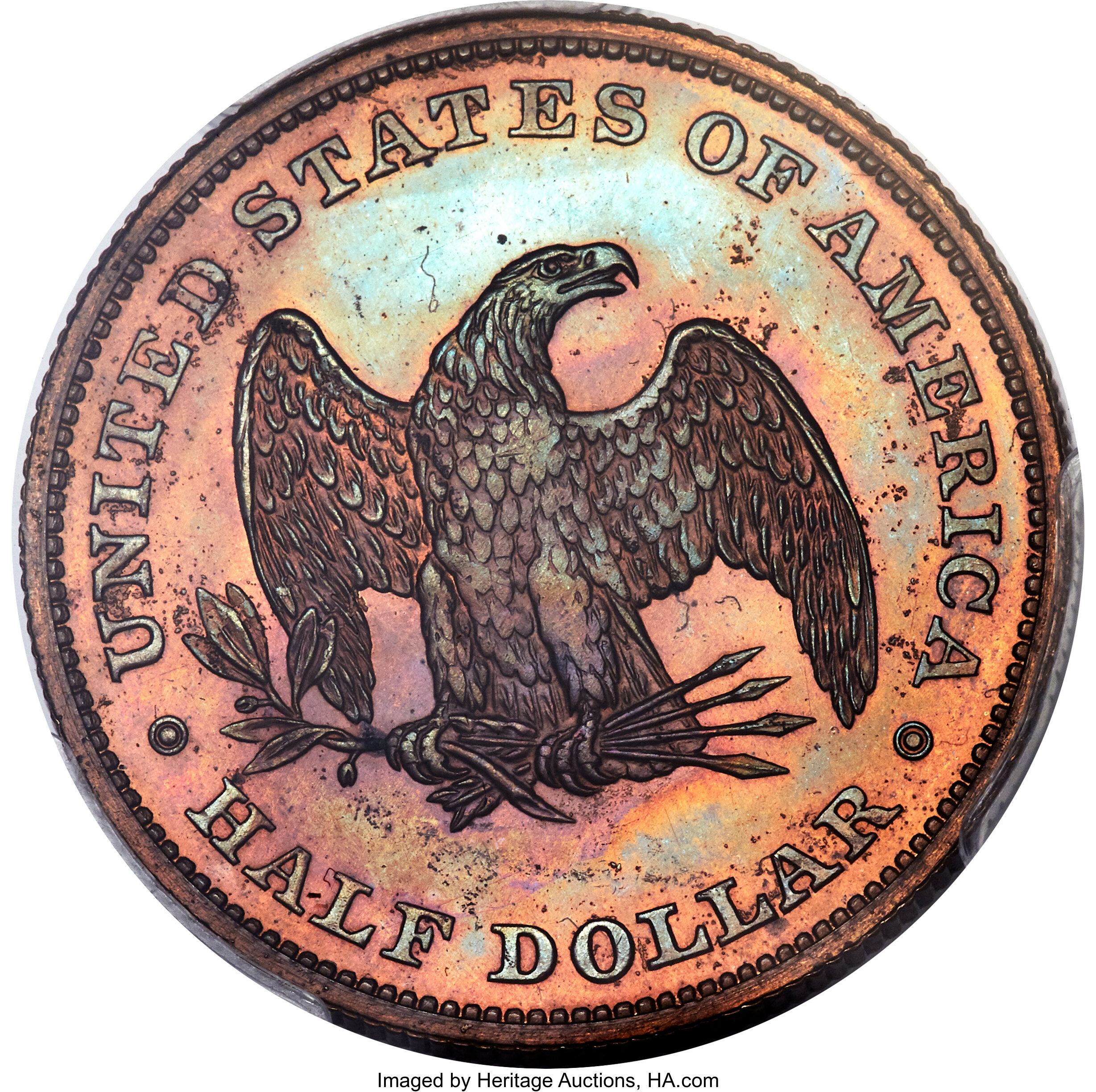 image for: 1838 P50C Seated Liberty Half Dollar, Judd-78 Restrike, Pollock-84, High R.7 PR66+ Red and Brown PCGS. CAC....