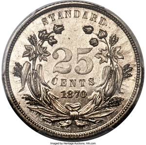 image for: 1870 25C Standard Silver Quarter Dollar, Judd-893A, Pollock-991, Unique, PR64 PCGS....