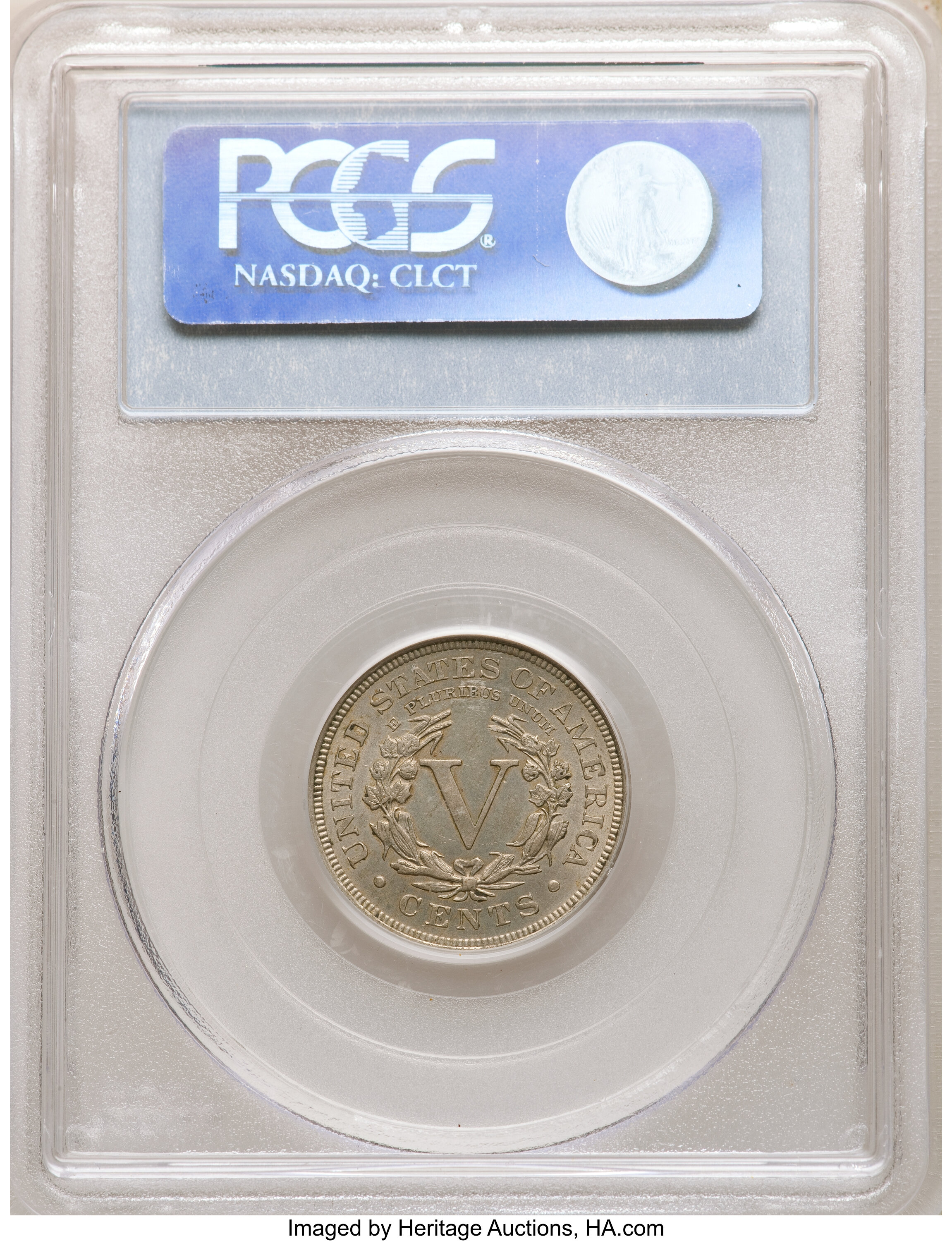 image for: Undated 5C With Cents Liberty Nickel -- Full Brockage Obverse -- MS62 PCGS....