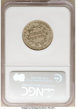 image for: 1837 3C Feuchtwanger Three Cent, Eagle, XF45 NGC. Low-118, HT-263, W-NY-480-65j, R.4....
