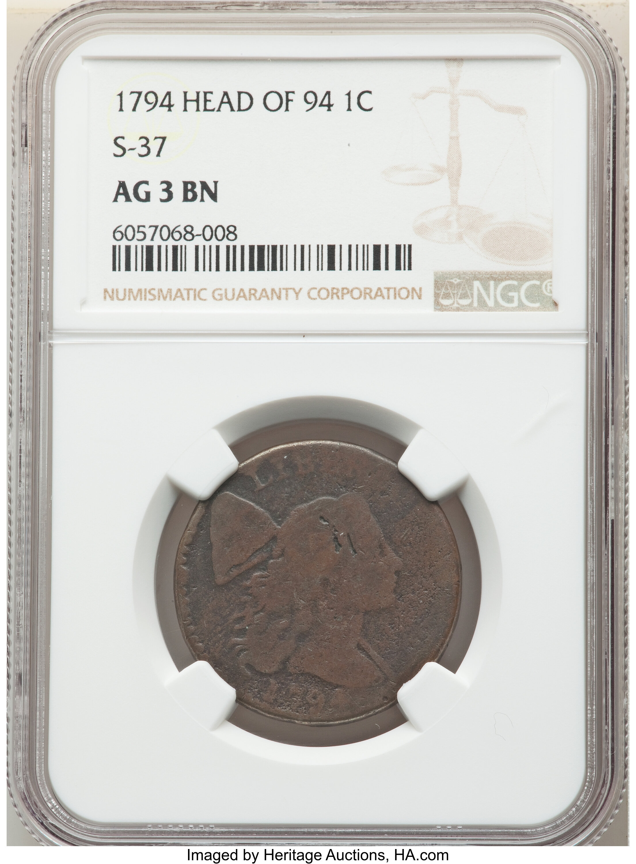 image for: 1794 1C Head of 1794, S-37, B-24, R.6, AG3 NGC....