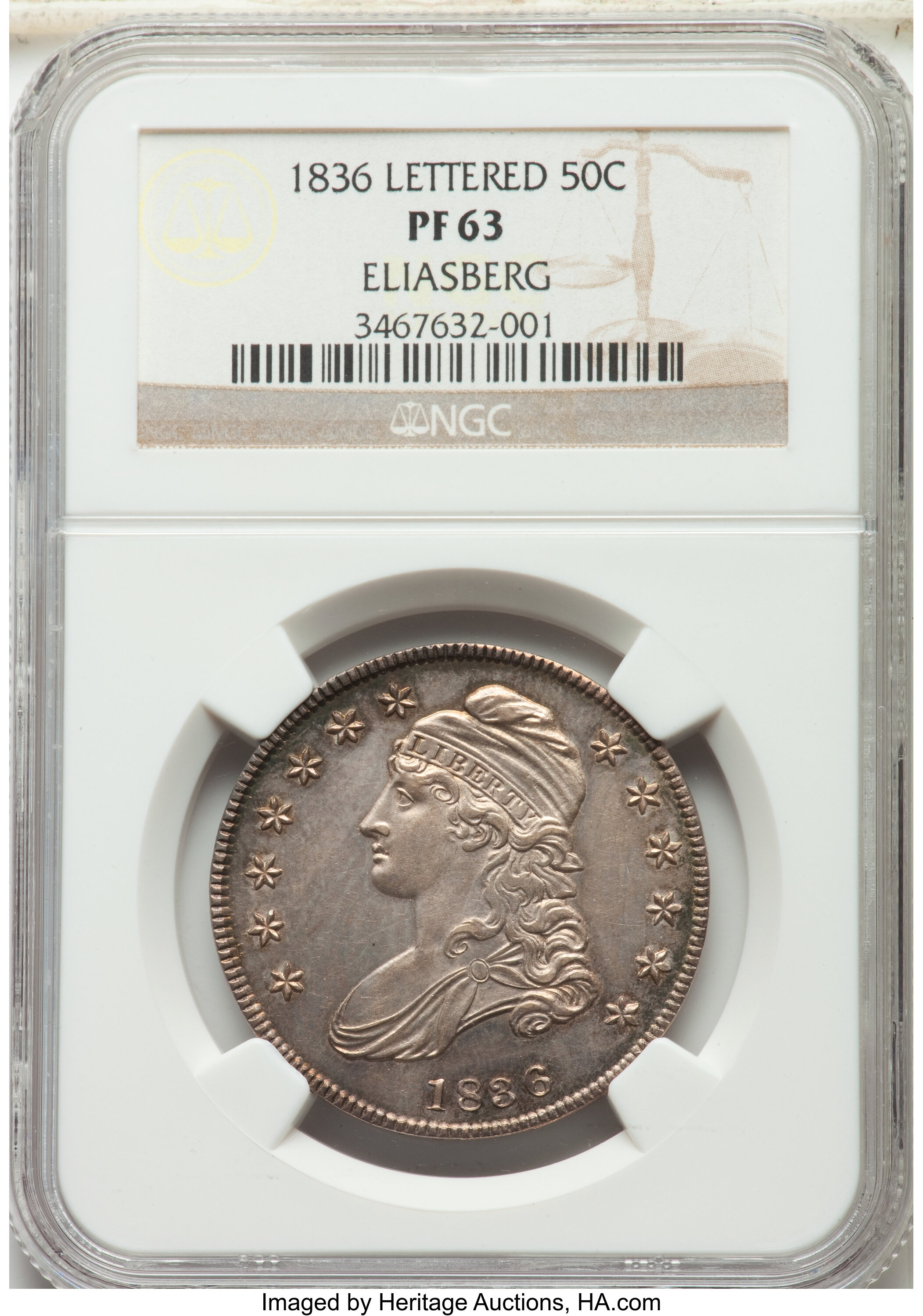 image for: 1836 50C Lettered Edge PR63 NGC. O-101, R.1, likely Low R.7 as a proof. ...