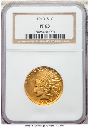 image for: 1910 $10 PR63 NGC. JD-1, R.5....