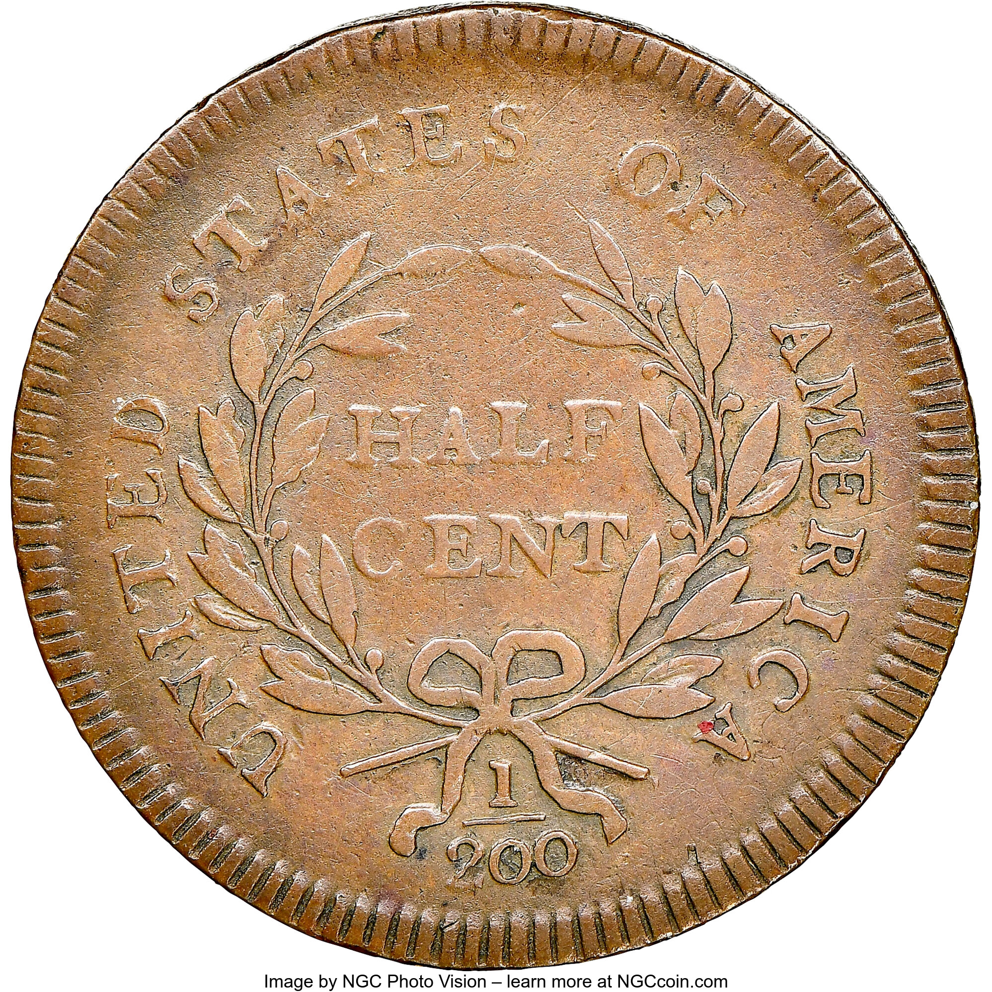 image for: 1795 Plain Edge, No Pole, C-6b, B-6b, R.6 -- Struck on Cut-Down 1795 S-76 Cent -- Fine 15 NGC. CAC. Our EAC grade VG10. ...