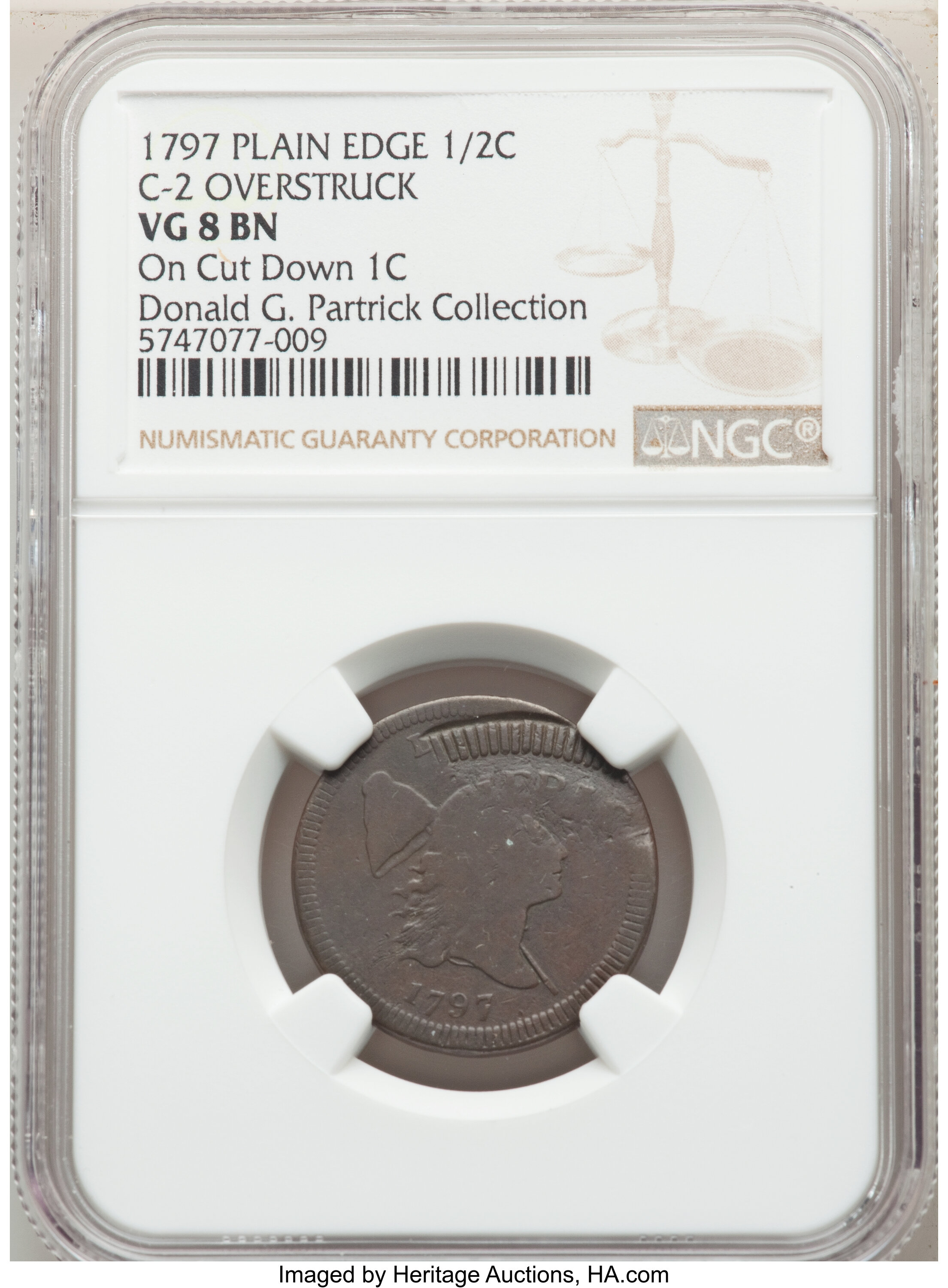 1797 1/2c Plain Edge, Centered Head, C-2 MS BN G6 BN thumbnail 4