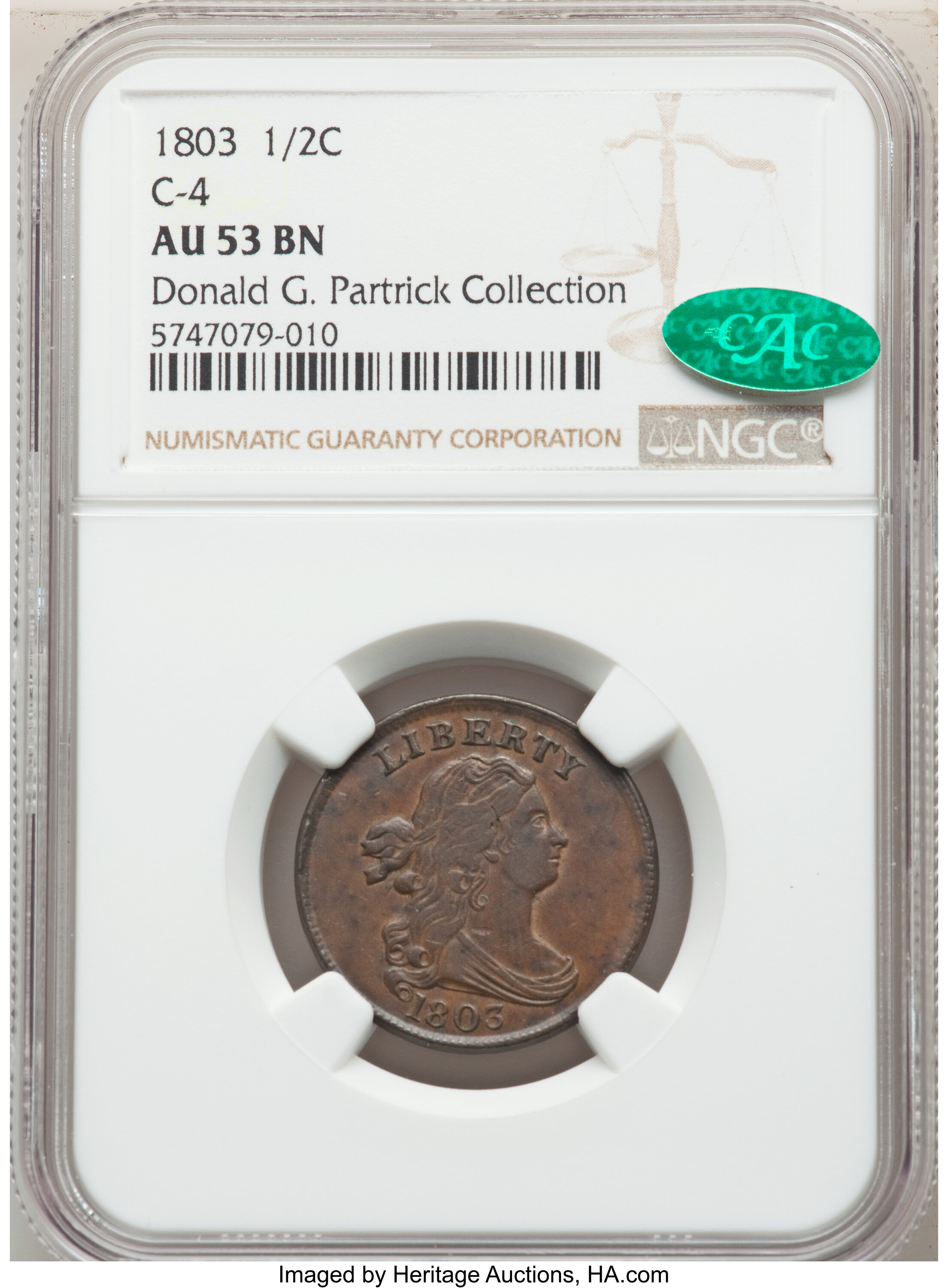 1803 1/2c C-4 MS BN AU50 BN thumbnail 4