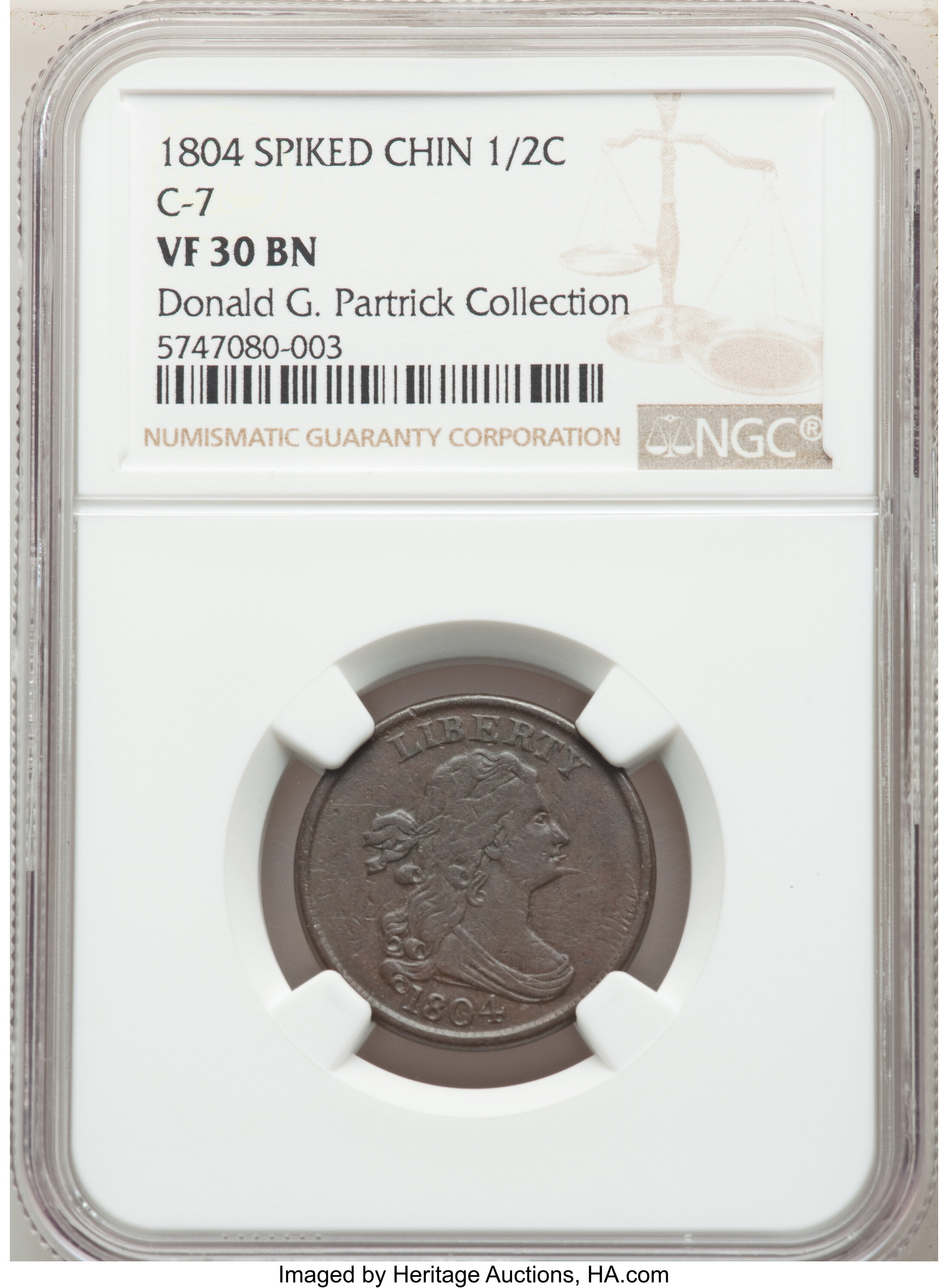 1804 1/2c Spiked Chin, C-7 MS BN VF30 BN thumbnail 8