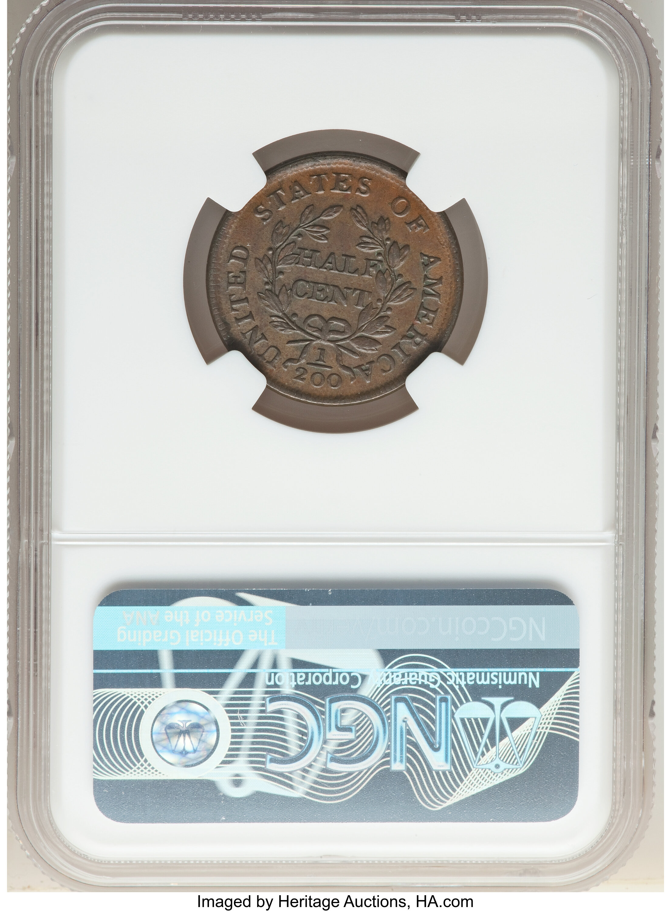1804 1/2c Crosslet 4, Stems, C-9 MS BN AU50 BN CAC thumbnail 16