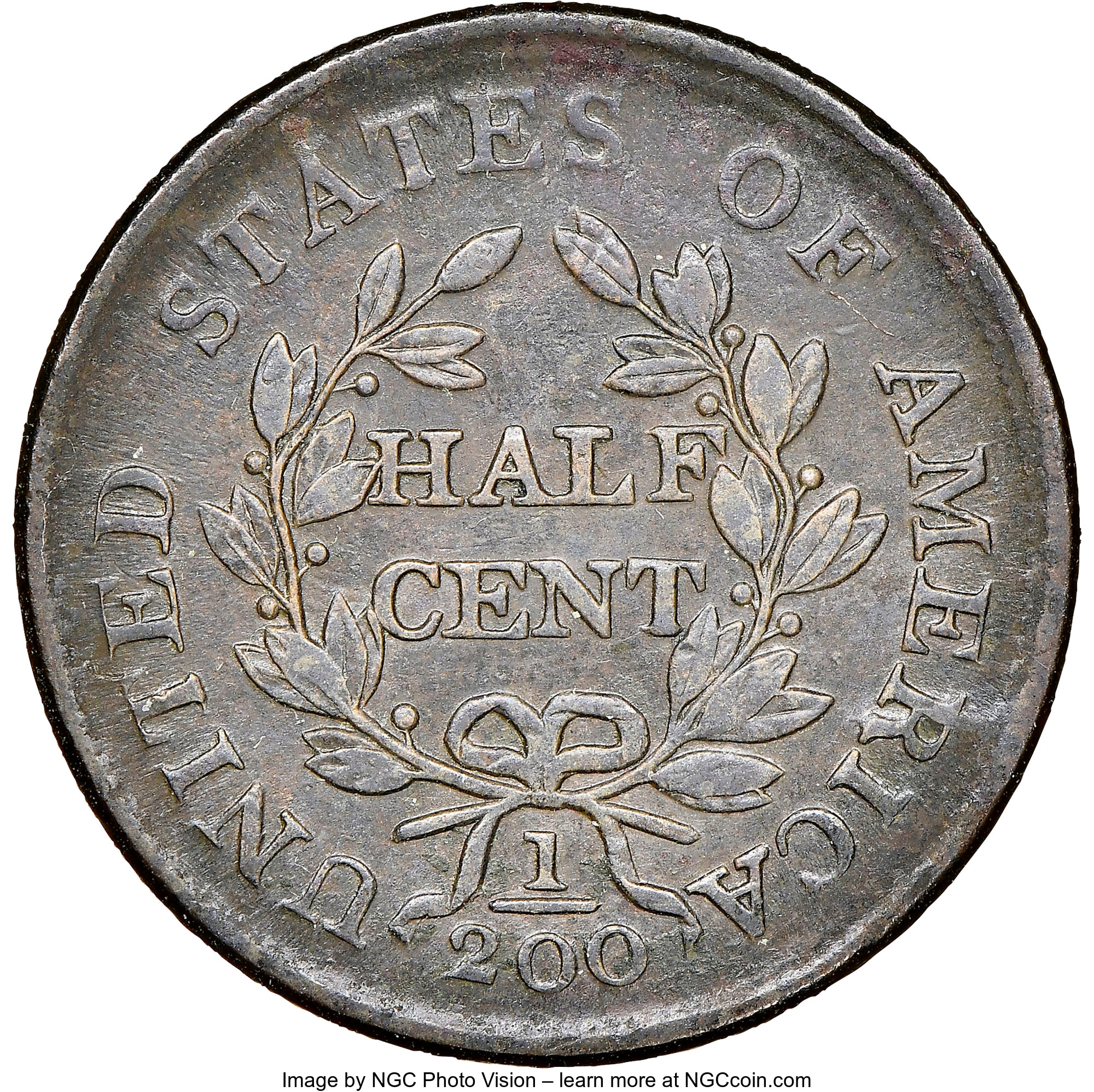 1804 1/2c Crosslet 4, Stems, C-9 MS BN AU50 BN CAC thumbnail 9