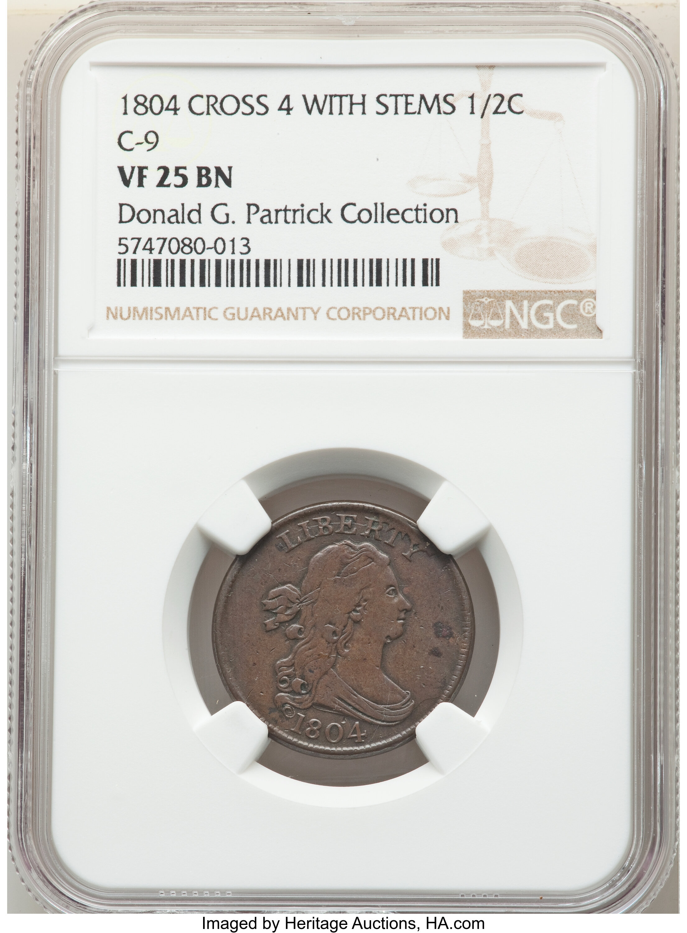 1804 1/2c Crosslet 4, Stems, C-9 MS BN F12 BN thumbnail 15