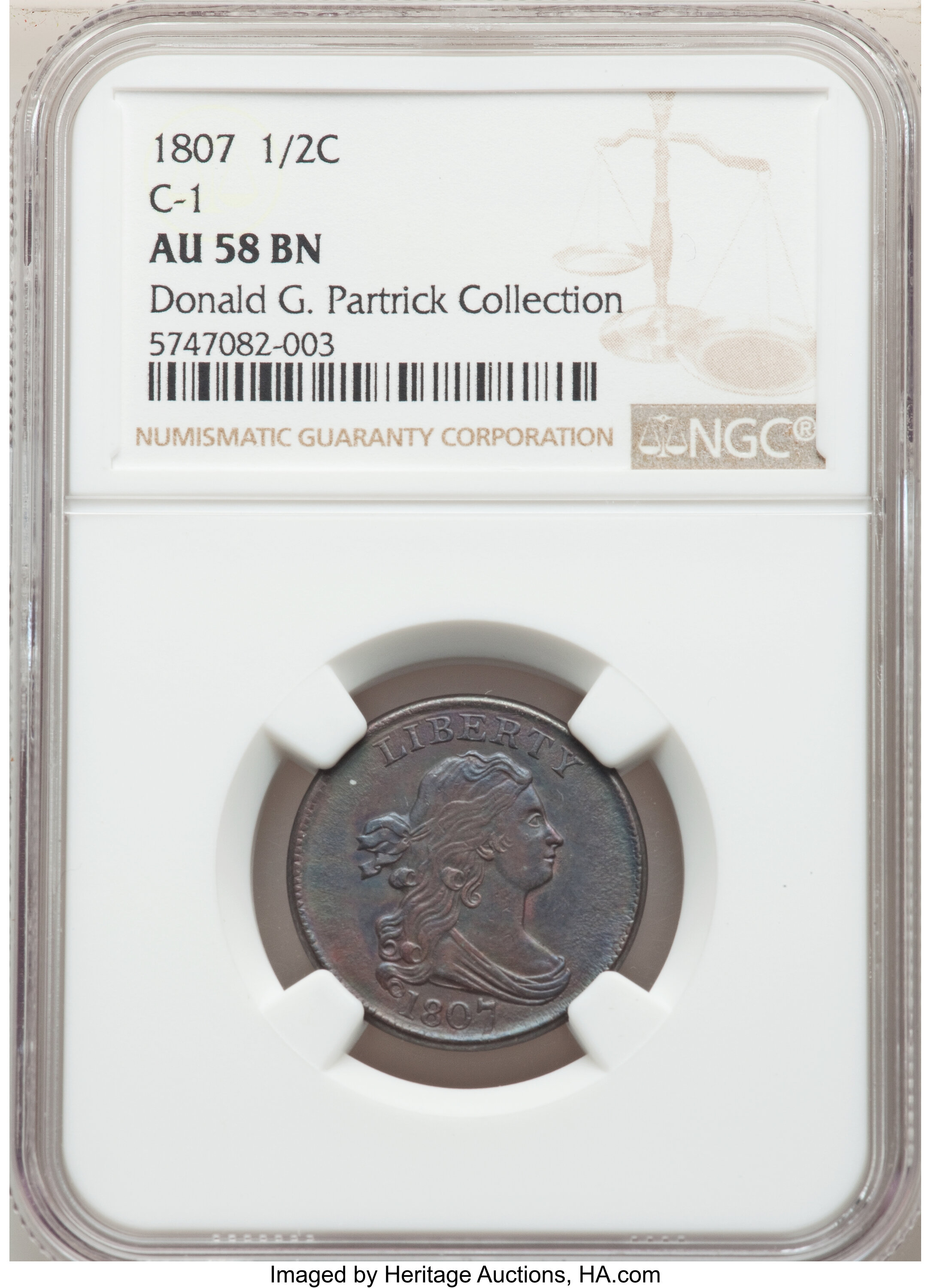 1807 1/2c C-1 MS BN AU58 BN thumbnail 4