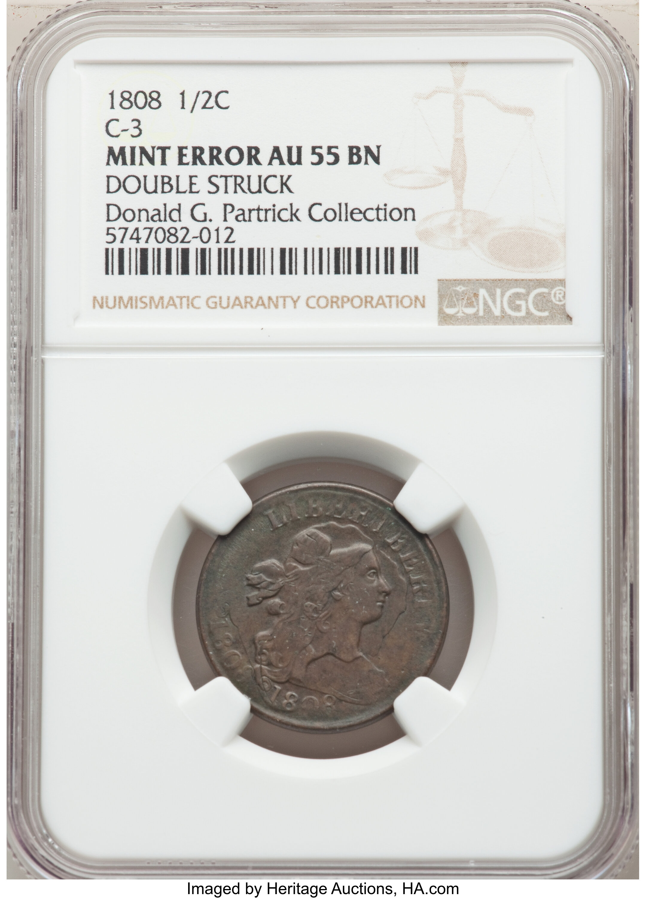 1808 1/2c MS BN AU55 BN CAC thumbnail 4